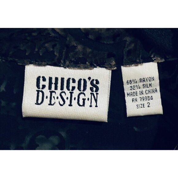 Chicos Top Womens Large Gray Print Burnout Velvet Silk Blend Tunic Whimsigoth - Picture 4 of 6